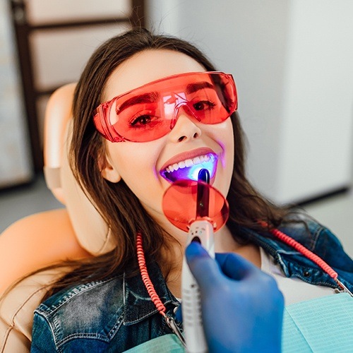 Patient receiving cosmetic dental bonding