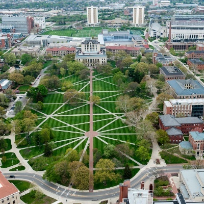 Aerial view of dental school