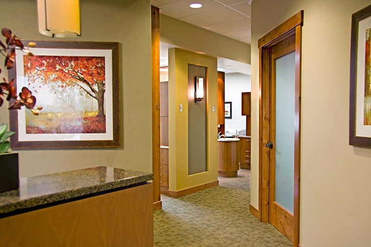 Hallway leading to dental treatment rooms