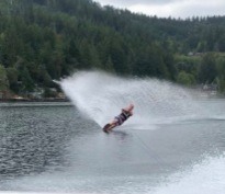Doctor Peterson water skiing