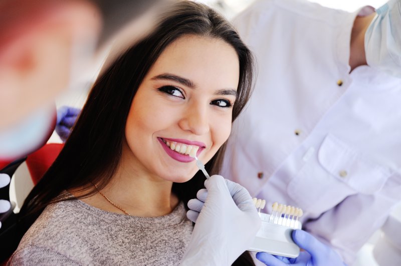 woman preparing for cosmetic dentistry