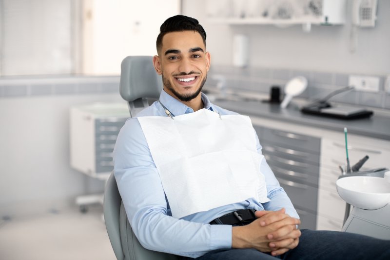 man waiting to see dentist for checkup