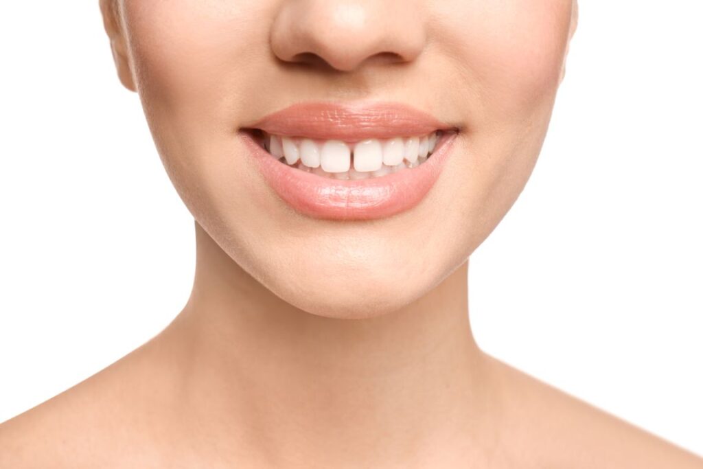 A woman with a gap between her teeth